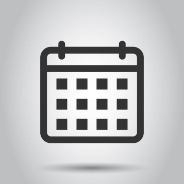 Düz stil takvim gündem simgesini. Beyaz arka plan üzerinde planlayıcısı vektör çizim. Takvimi iş kavramı.