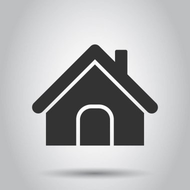 Ev bina simgesini düz stil. Beyaz arka plan üzerinde ev daire vektör çizim. İş kavramı konut ev.