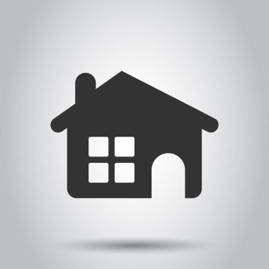 Ev bina simgesini düz stil. Beyaz arka plan üzerinde ev daire vektör çizim. İş kavramı konut ev.