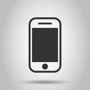 Düz stil Smartphone simgesini. Telefon cep telefonu vektör çizim beyaz arka plan üzerinde. Smartphone iş kavramı.