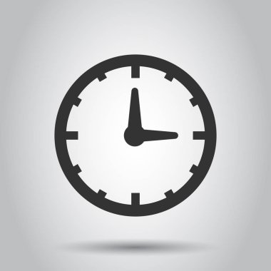 Saat geri sayım simgesi düz tarzı. Beyaz arka plan üzerinde zaman Chronometre vektör çizim. Saat iş kavramı.