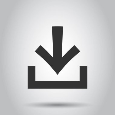 Düz stil dosyası simgesini indirin. Beyaz arka plan üzerinde vektör çizim İndiriyor aşağı ok. İş kavramı indir.