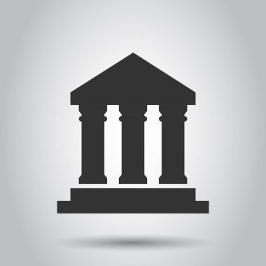 Banka düz stil simgesinde bina. Hükümet mimari vektör çizim beyaz arka plan üzerinde. Müze dış iş kavramı.