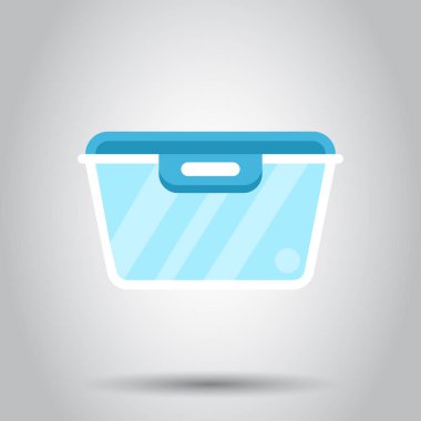 Gıda konteyner simgesini düz stil. Mutfak kase vektör illustrat