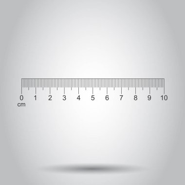 Cetvel 10 santimetre simgesini düz stil. Metre Ölçü aleti