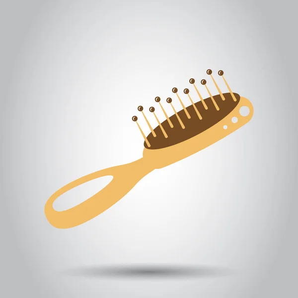 Icono de cepillo de pelo en estilo plano. Peine accesorio vector ilustratio — Vector de stock