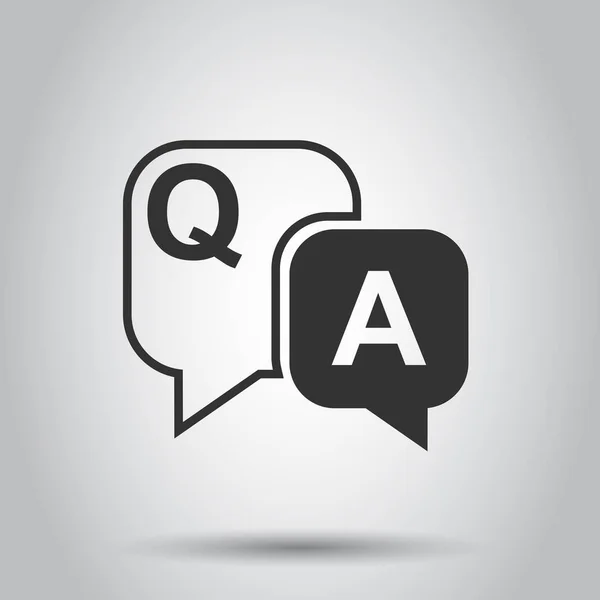Vraag en antwoord pictogram in vlakke stijl. Discussie tekstballon — Stockvector