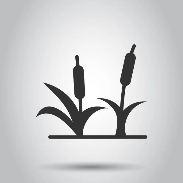 Cañas icono de hierba en estilo plano. Bulrush pantano vector ilustratio — Archivo Imágenes Vectoriales