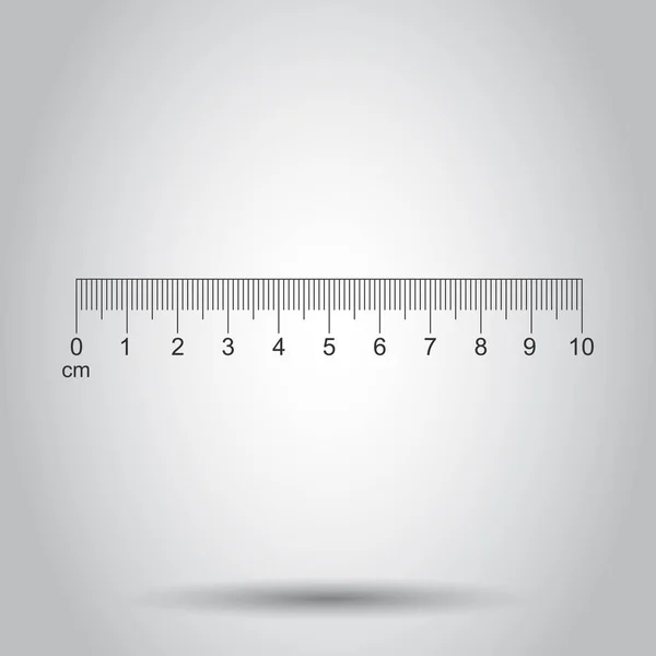 Regla icono de 10 centímetros en estilo plano. Instrumento de medida del medidor — Vector de stock