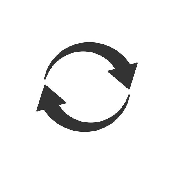 Arrow rotation icon in flat style. Sync action vector illustrati