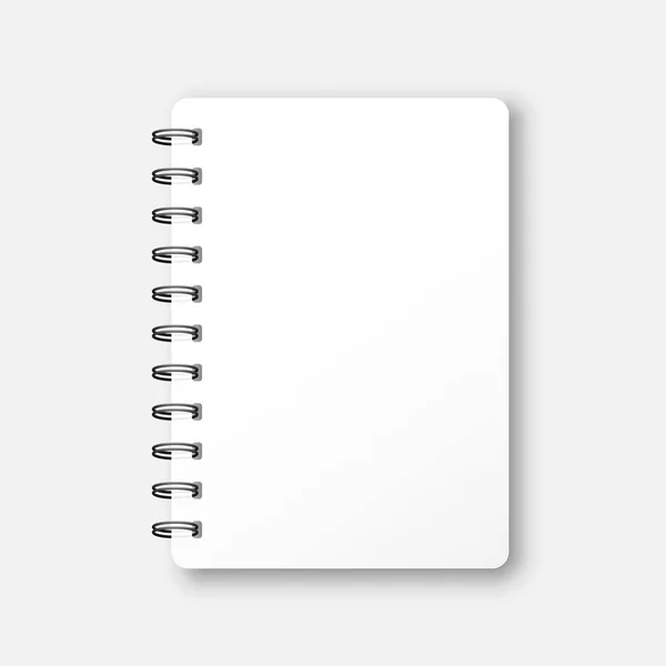 Burla en blanco icono del bloc de notas en estilo plano. Cuaderno espiral docume — Vector de stock