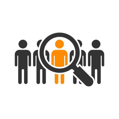 Arama iş vacancy simgesini düz stil. Büyüteç kariyer vektör illus