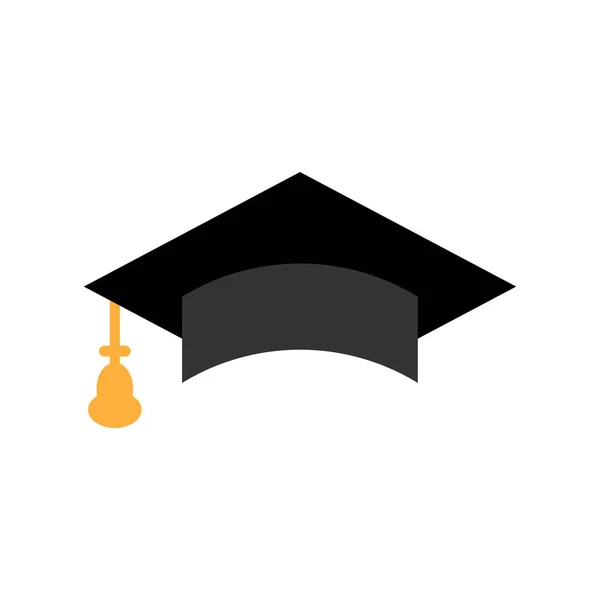 Icono de la tapa de graduación en estilo plano. Educación sombrero vector ilustra — Archivo Imágenes Vectoriales