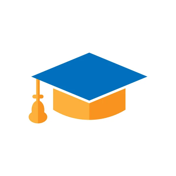 Icono de la tapa de graduación en estilo plano. Educación sombrero vector ilustra — Archivo Imágenes Vectoriales