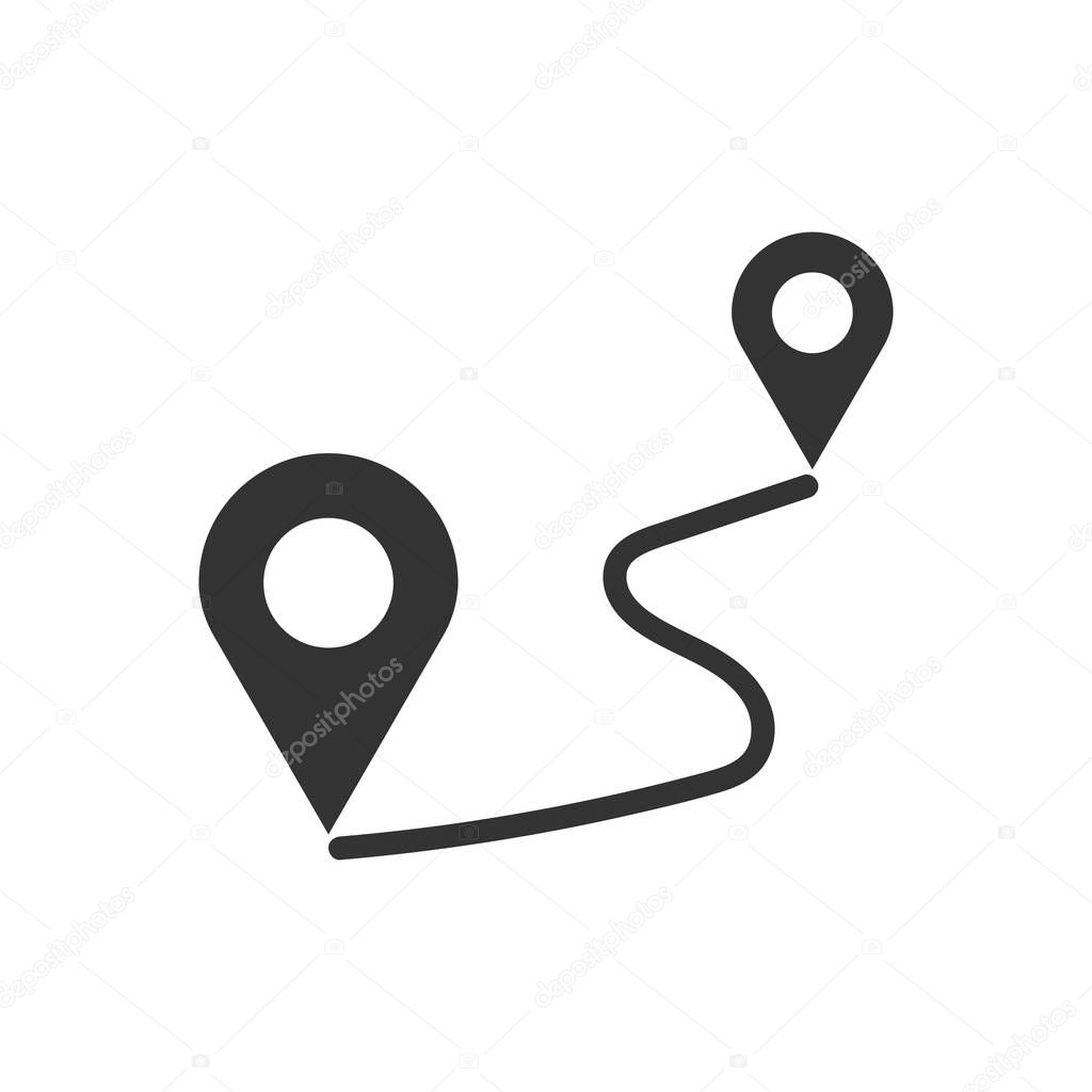 Distance pin icon in flat style. Gps navigation vector illustrat