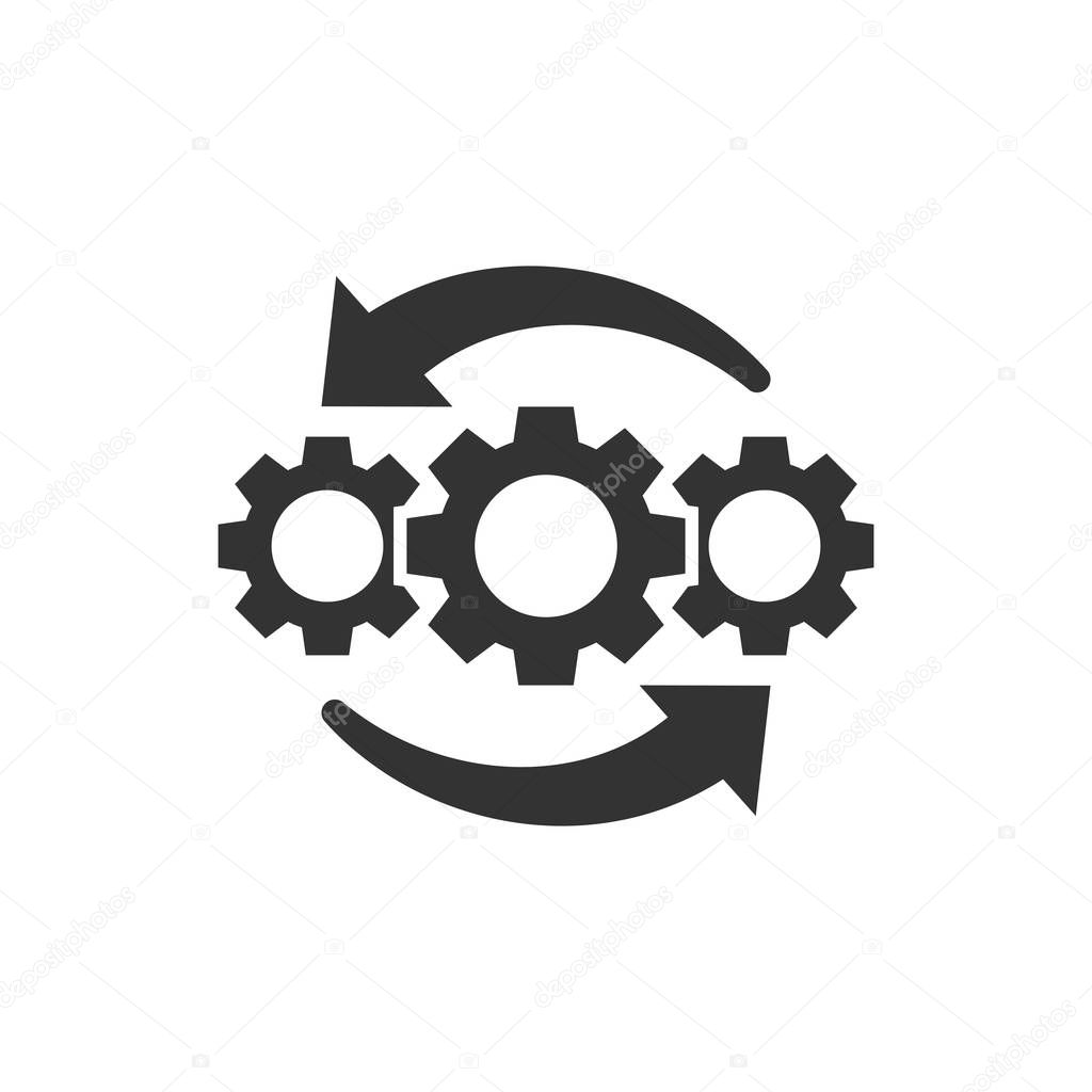 Operation project icon in flat style. Gear process vector illust