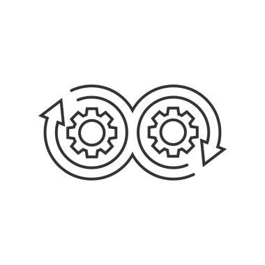 Düz stil geliştirme simgesini. Devops vektör çizim wh üzerinde