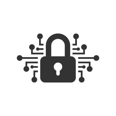 Siber Güvenlik simgesinde düz stil. Asma kilit kilitli vektör illustr