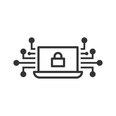 Siber Güvenlik simgesinde düz stil. Asma kilit kilitli vektör illustr