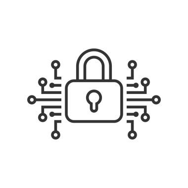 Siber Güvenlik simgesinde düz stil. Asma kilit kilitli vektör illustr