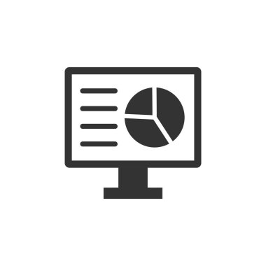 Analitik monitör simgesini düz tarzı. Diyagram vektör çizim