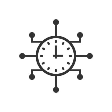 Gerçek zamanlı simgesini düz stil. Saat vektör çizim üzerinde beyaz