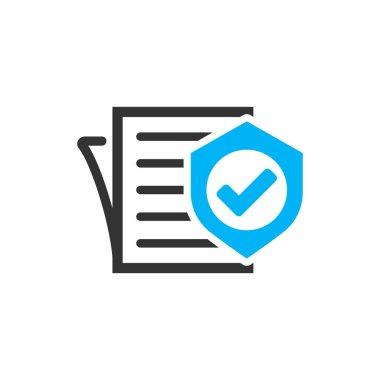 Sigorta poliçesi simgesini düz stil. Rapor vektör çizim 