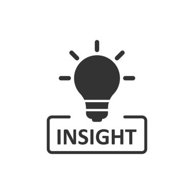 Düz stil Insight simgesini. Ampul vektör çizim üzerinde beyaz olduğunu