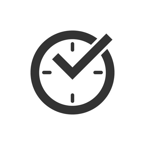 Icono en tiempo real en estilo plano. Reloj ilustración vectorial en blanco — Vector de stock