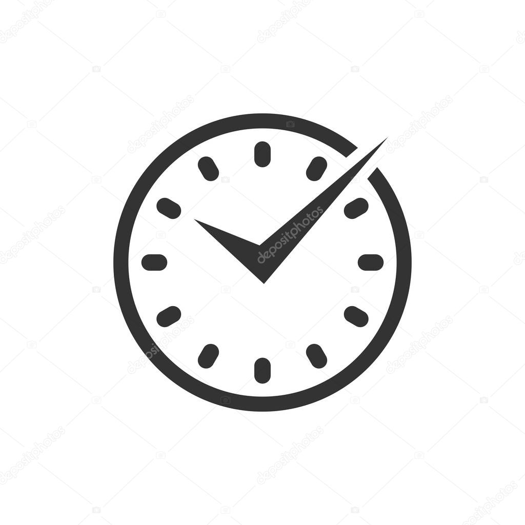 Real time icon in flat style. Clock vector illustration on white