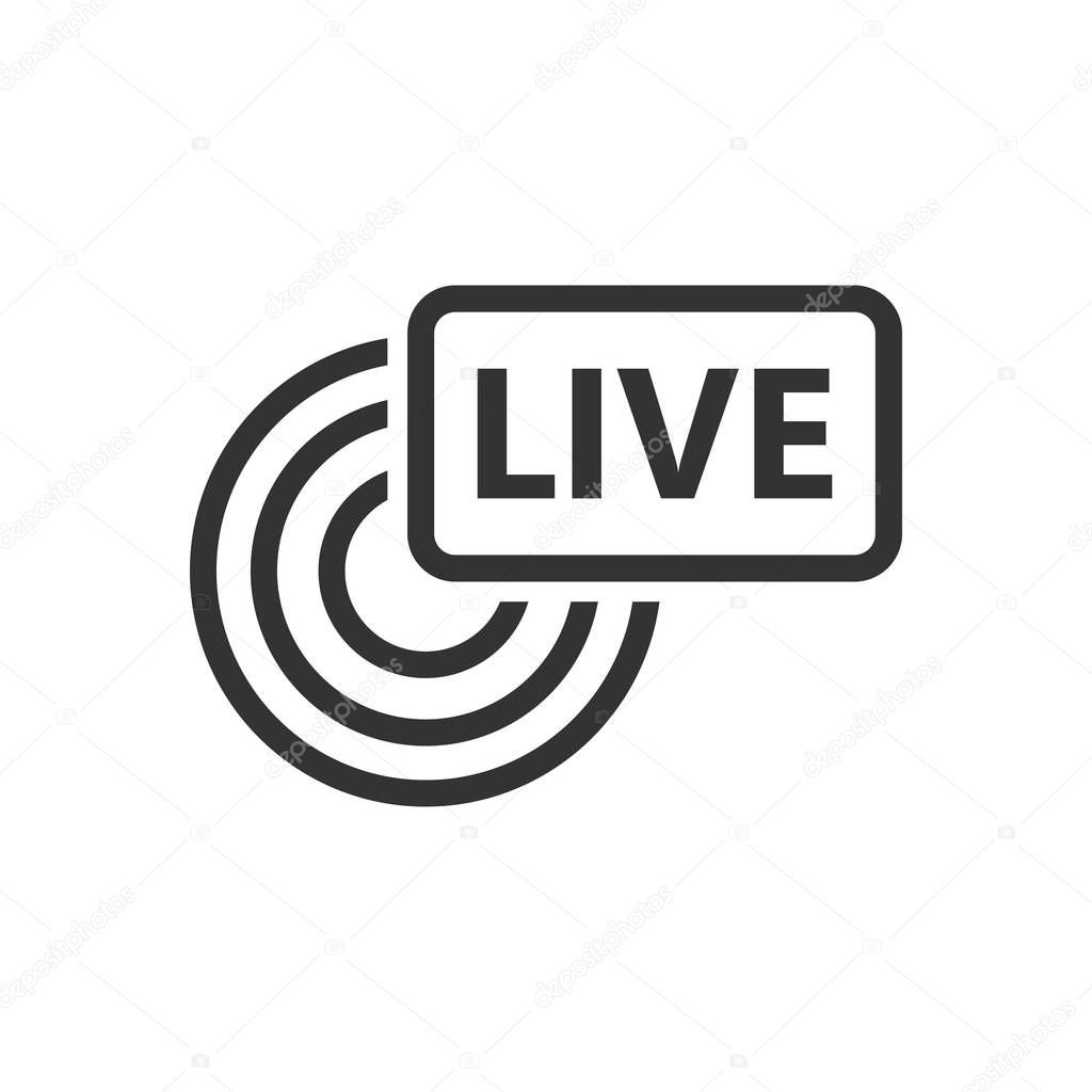 Live broadcast icon in flat style. Antenna vector illustration o