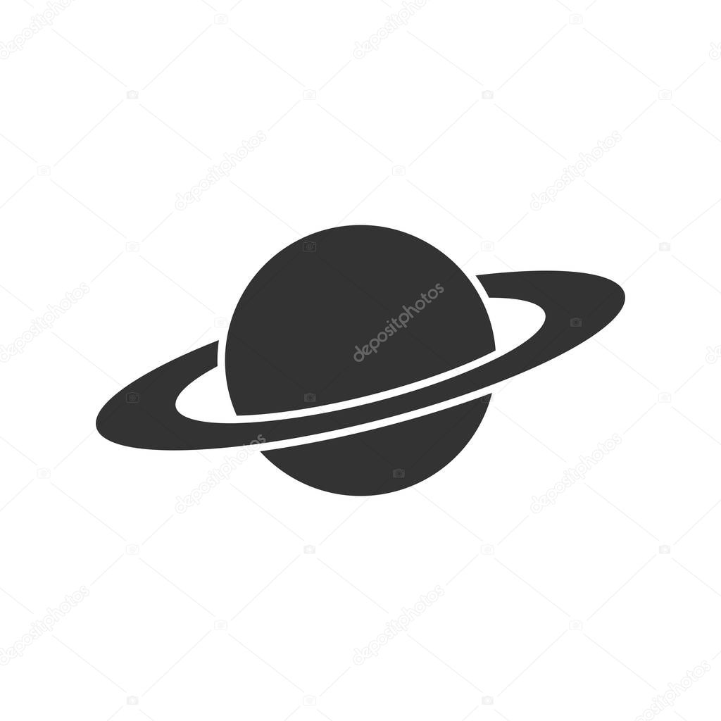 Saturn icon in flat style. Planet vector illustration on white i