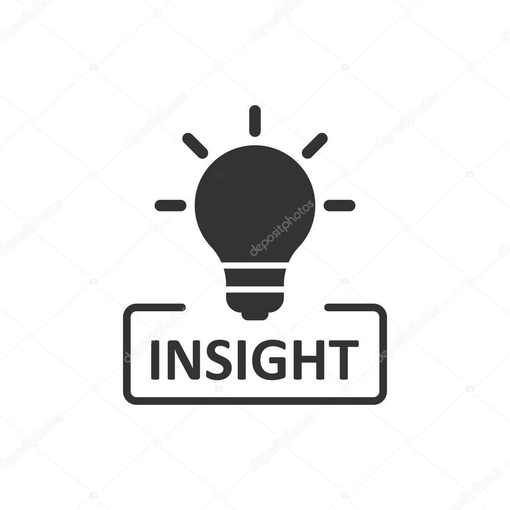 Insight icon in flat style. Bulb vector illustration on white is