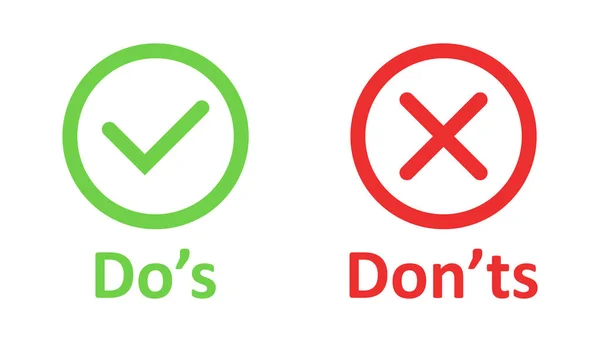 Do 's and don' t sign icon in flat style. В отличие от векторной болезни — стоковый вектор