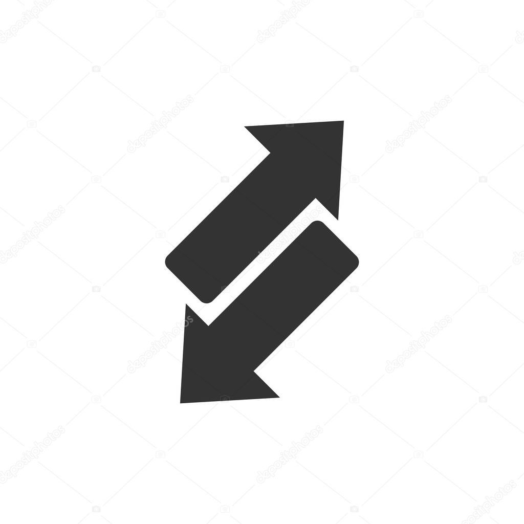 Reverse arrow sign icon in flat style. Refresh vector illustrati