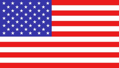 Düz tarzda ABD bayrağı simgesi. Amerika Ulusal işareti vektör illust