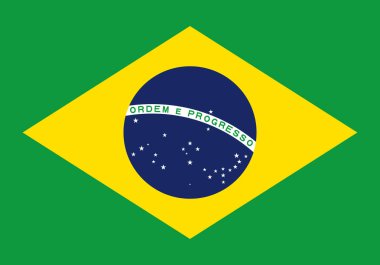 Düz tarzda Brezilya bayrağı simgesi. Ulusal tabela vektör ıllustratio