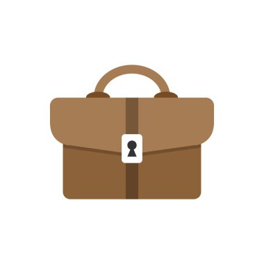 Düz stilde evrak çantası işareti simgesi. Bavul vektör illüstrasyon 