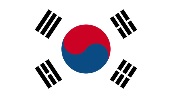 Düz tarzda Güney Kore bayrağı simgesi. Ulusal tabela vektör illust — Stok Vektör