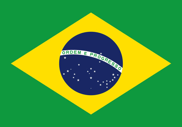 Brazil flag icon in flat style. National sign vector illustratio