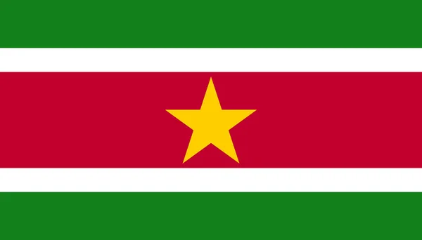 Ikon bendera Suriname dalam gaya datar. Ilustrasi vektor tanda nasional - Stok Vektor