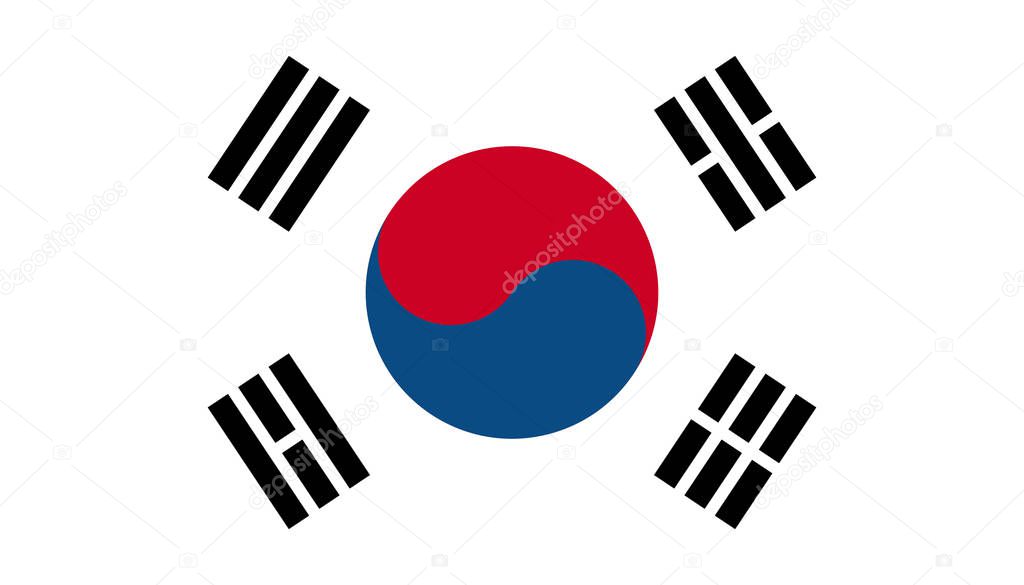 South Korea flag icon in flat style. National sign vector illust