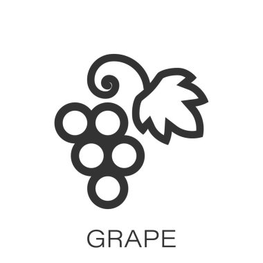 Üzüm meyveleri düz tarzda işareti simgesi. Grapevine vector ıllustrat