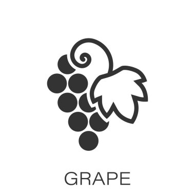 Üzüm meyveleri düz tarzda işareti simgesi. Grapevine vector ıllustrat