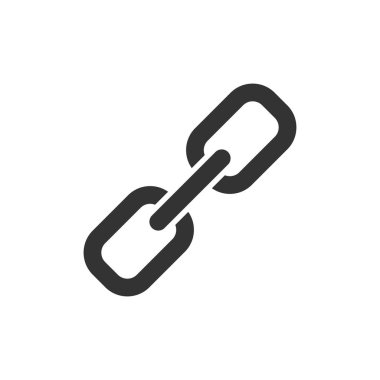 Düz tarzda zincir işareti simgesi. Beyaz bağlantı vektör illüstrasyon