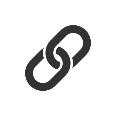 Düz tarzda zincir işareti simgesi. Beyaz bağlantı vektör illüstrasyon