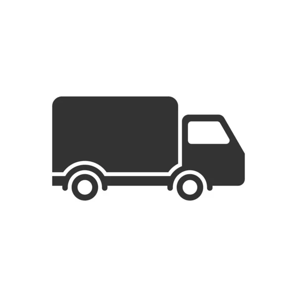 Ícone de sinal de caminhão de entrega em estilo plano. Ilustração vetorial Van —  Vetores de Stock