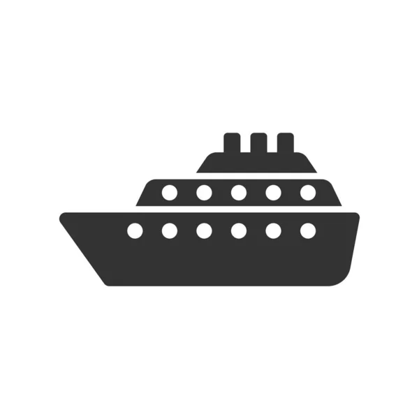 Ship Cruise skylt ikon i platt stil. Last båts vektor nedanstående — Stock vektor