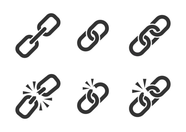 Chain sign set collection icon in flat style. Link vector illust — Stock Vector