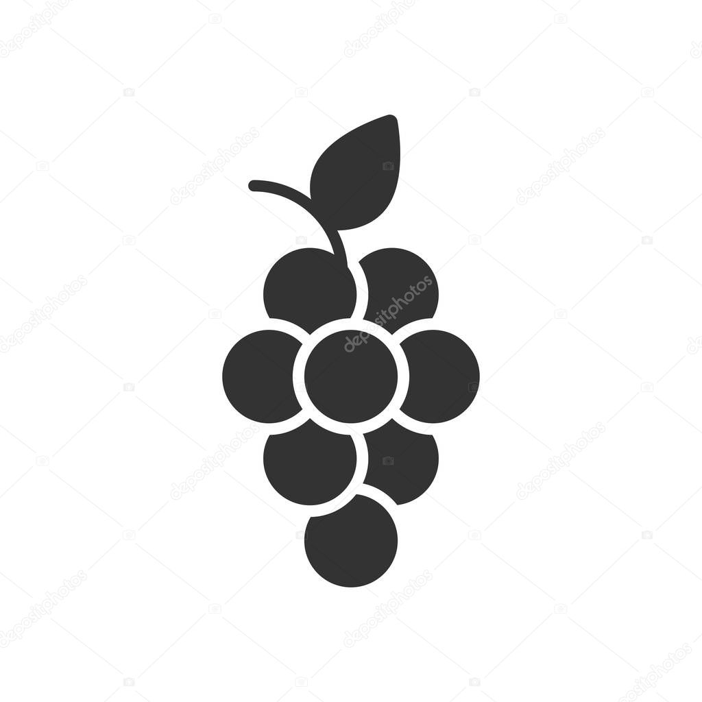 Grape fruits sign icon in flat style. Grapevine vector illustrat